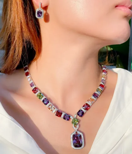 elegant-multi-color-cz-big-square-drop-jewelry-set