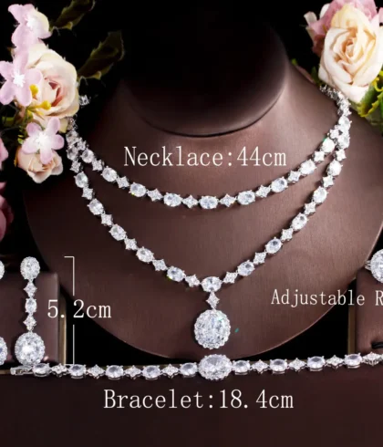 elegant-arabia-bling-white-cubic-zircon-crystal-round-two-layered-necklace-4-piece-jewelry-set