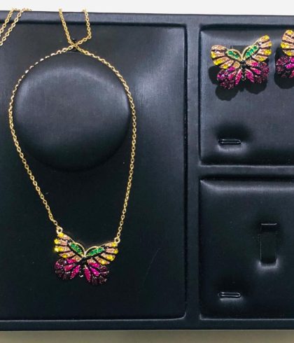 vintage-multicolor-butterfly-neacklace-and-earring-jewelry-set