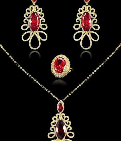 majestic-drop-down-flower-red-3pcs-jewelry-set