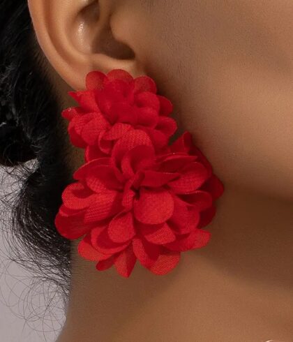 petra-unique-fluffy-fabric-red-petal-drop-earrings